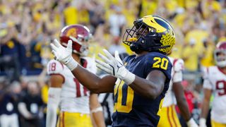 Kalel Mullings Has Taken Over Michigan's Backfield (CFB). Photo by Rick Osentoski-Imagn Images