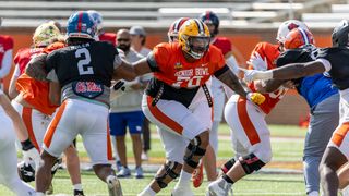 Miles Frazier Raising NFL Draft Stock At Senior Bowl (Senior Bowl). Photo by Vasha Hunt-Imagn Images