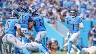 Cam Ward - Elic Ayomanor Connection Paying Early Dividends For Titans (NFL). Photo by Andrew Nelles / The Tennessean / USA TODAY NETWORK via Imagn Images